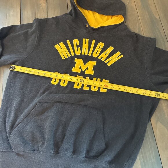 Michigan Wolverines Maize Gold GO BLUE Hoodie Campus Heritage Mens Size L (Y8) - Picture 4 of 6